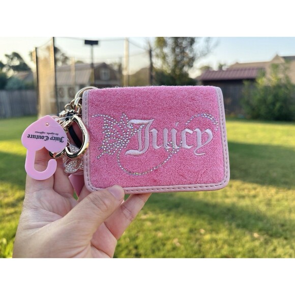 NWT Juicy Couture Wing It Card Case Key Fob Wallet - Pretty Pink! - Butterfly - Picture 3 of 5